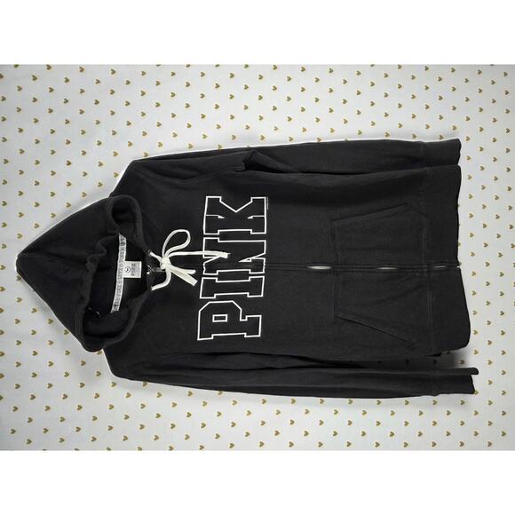 PINK Victoria's Secret Tops - Victorias Secret Pink Logo Full zip Hoodie Jacket Vintage y2k Small Black